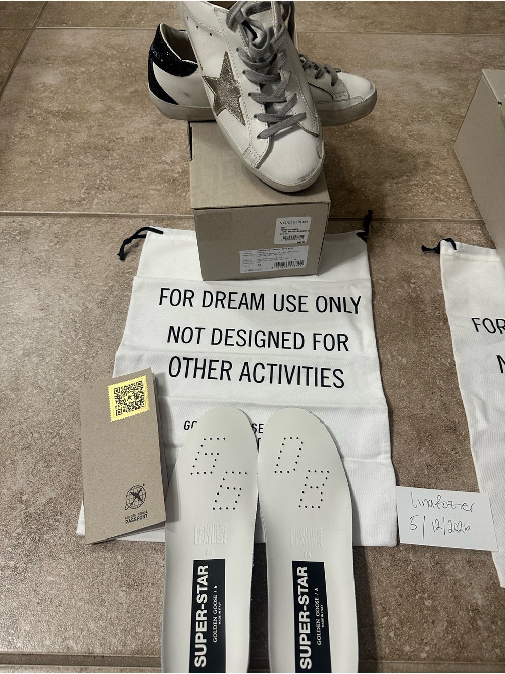 NEW Golden Goose White Super Star White Platinum Black Size 38